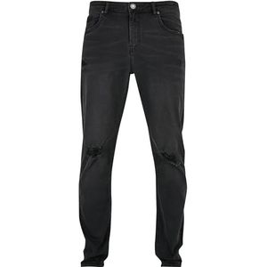 Urban Classics Heren Jeans Verstoorde Stretch denim broek, Zwart vernietigd gewassen, 36