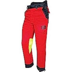 Solidur AUPARE - Originele veiligheidsbroek voor kettingzaag - type A klasse 1 - uitzonderlijk comfort en bescherming - veilig en functioneel design - maat S - rood