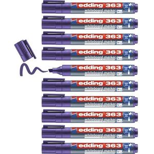 edding 363 whiteboardmarker - violet - 10 whiteboardstiften - beitelpunt 1 - 5 mm - boardmarker uitwisbaar - voor whiteboard, flipchart, magneetbord, prikbord, memobord - sketchnotes