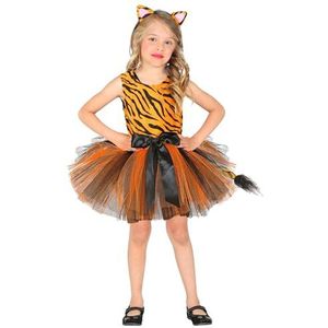 Widmann - Kinderkostuum tijger, jurk met tutu en haarband, dier, themafeest, carnaval