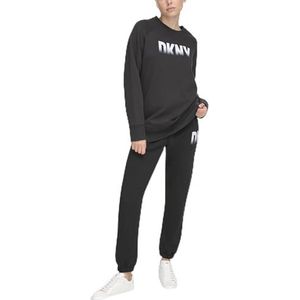 DKNY Dames Fade Away Logo Longline Sweatshirt, zwart, S