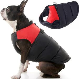 Gooby - Gewatteerd vest, hondenjas, jas, jas, trui met ritssluiting en linnen ring, rood, maat XL