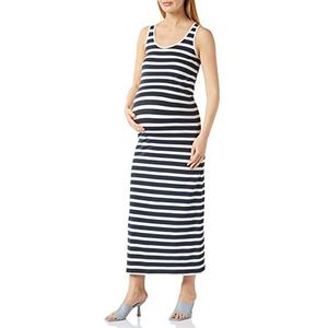 MAMALICIOUS Dames MLMIA Y/D S/L JRS Maxi Dress E. A. Maxi-jurk, Parijse Night/Stripes: Yd Snow White, XS, Parisian Night/Stripes:yd Snow White, XS
