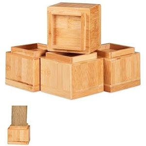Relaxdays meubelverhoger, set van 4, voor tafels, stoelen & andere meubels, HxBxD: ca. 10x11,5x11,5 cm, natuur