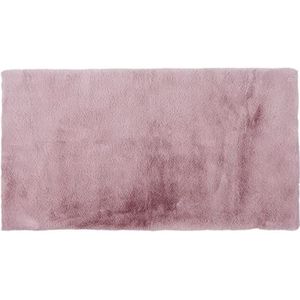 HOME DECO FACTORY TX9149 Rechthoekig tapijt, imitatiebont, dun, roze, polyester, H1 x 60 x 110 cm