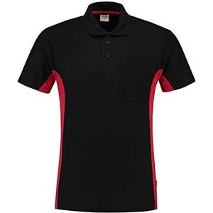 Tricorp Workwear, 202002, tweekleurige borsttas, poloshirt, 50% gekamd katoen/50% polyester, 180 g/m², zwart/rood, maat M