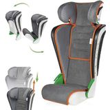 WALSER Noemi autostoel, vouwbaar kinderautostoeltje met in hoogte verstelbare hoofdsteun, ECE R129 getest, groeit mee met kind 3-8 jaar antraciet/oranje