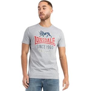 Lonsdale Heren T-shirt normale pasvorm GONFIRTH, Marl Grey/Navy/Red, L, 117525