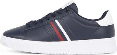 TOMMY HILFIGER - MODERNE CUPSOLE STREPEN LTH - Low Top - BLAUW - Leer