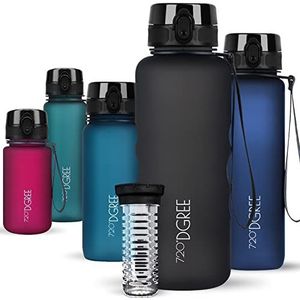 720°DGREE Water Bottle 1.5 Liter ""uberBottle"" +Fruit-Infuser, softTouch - Waterfles BPA-Free, Lekvrij, Herbruikbaar - Grote XL Drinkfles, Sportfles voor Gym, Fitness-Studio, Camping, Outdoor, Travel