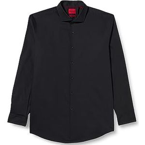 HUGO Kason slim fit overhemd voor heren van lichtgewicht katoenen keperbinding, zwart 1, 45 NL