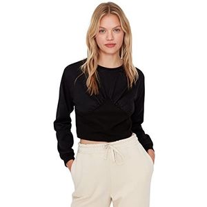 Trendyol Dames vrouw loungewear uitgerust standaard ronde hals gebreide blouse shirt, zwart, XL, Zwart, XL
