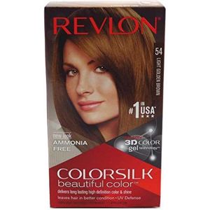 Revlon Colorsilk Mooie kleur Permanent haarkleuring met 3D- en Keratin -geltechnologie, verven met 100 % witte haardekking, 54 licht gouden kastanje