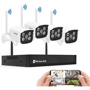 Draadloze Surveillance Systeem met 4 STKS 1080 P Wifi Beveiligingscamera's sets 8CH WIFI NVR Kits voor 7/24 Opname (Niet Inclusief HDD), Ondersteuning H.265 Bewegingsdetectie Plug-Play