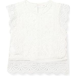 s.Oliver Junior Girl's blouse, A-lijn met kant, wit, 104/110, wit, 104/110 cm