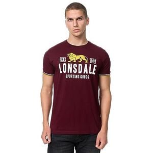 Lonsdale Heren Blagh T-shirt, Oxblood/geel/wit, M, 117452