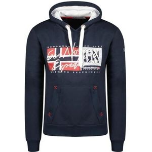 Geographical Norway Gozep Heren capuchontrui kangoeroezak - sweatshirt logo pullover capuchon warme lange mouwen - heren lente zomer herfst winter (marineblauw S), Marineblauw, S
