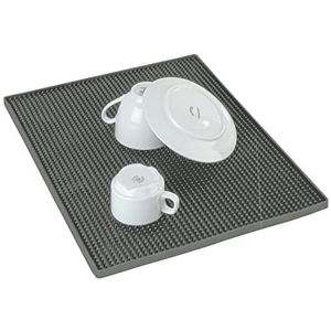 Maxi, afdruipmat voor servies, extra grote rubbermat met noppenstructuur voor het drogen van servies en glazen, spoelbakmat van hoogwaardig kunststof, vaatwasmachinebestendig, 40 x 30 cm, grijs