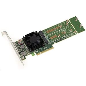 KALEA-INFORMATIQUE M2 PCIe 3.0 x8-controllerkaart voor 2 M.2 NVMe M Key SSD's. PLX PEX 8747-32GB chipset per SSD, 64G totaal. Hoog en laag profiel.