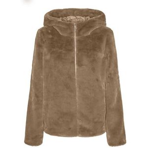 Bestseller A/S VMSONJAHOODIE Short Faux FUR Jacket BOOS jas, Tigers Eye, L, Tigers Eye, L