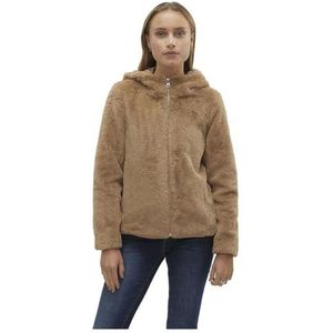 Bestseller A/S VMSONJAHOODIE Short Faux FUR Jacket BOOS jas, Tigers Eye, L, Tigers Eye, L