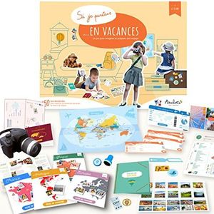 Amulette - Doos als ik op vakantie ging - educatief spel 6 tot 10 jaar - 50+ accessoires voor het spelen van reizigers - speelgoed cadeau voor kinderen meisjes jongens reizen - Made in France - VACA
