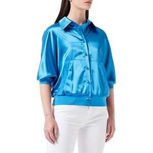 Love Moschino Dames Relaxed Fit in Stretch Satijn Shirt, lichtblauw, 46 NL