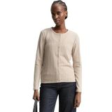 TOM TAILOR DENIM - Gebreid Vest - Crème - Lange Mouw - Normale Pasvorm