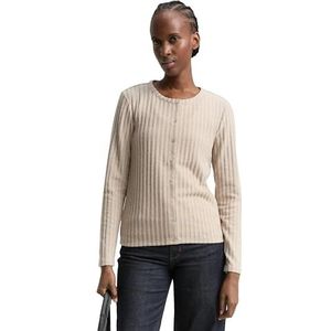 TOM TAILOR DENIM - Gebreid Vest - Crème - Lange Mouw - Normale Pasvorm