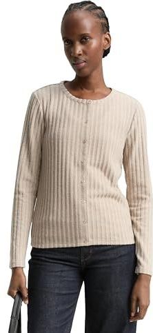 TOM TAILOR DENIM - Gebreid Vest - Crème - Lange Mouw - Normale Pasvorm