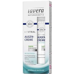 Lavera Neutral oogcrème, biologische nachtkaars, intensieve hydratatie, gevoelige huid op de ogen, neurodermitis, medische huidverzorging, veganistische biologische werkzame stoffen, natuurlijke cosmetica, oogverzorging, 15 ml