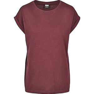 Urban Classics Ladies Extended Shoulder Tee T-shirt voor dames, verpakking van 2 stuks, katoen, verkrijgbaar in de maten XS-5XL, Redwine, XS