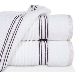 Eurofirany Filon handdoek katoen gestreept simpel rand zacht patroon dikke set 3-pack Oeko-Tex, wit, 70X140cm