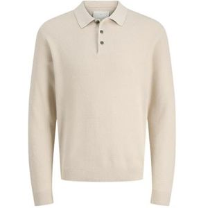 JACK & JONES Jprcccooper Knit Polo Ls, Zilvervoering., XXL