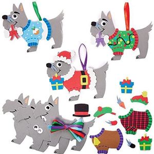 Baker Ross FX364 Scottie Hond Kersttrui Mix and Match sets - Set van 8, Knutselset voor Kerstversiering voor kinderen, Kunst en Knutselen Kerstversiering