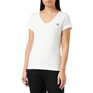 Calvin Klein Jeans Dames korte mouwen gebreide tops, wit (bright white), S