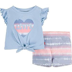 Levi's Kids Baby Meisjes Lvg 2st Tee en geweven korte set pyjama set, Bloemen Bloeit, 3 Maanden