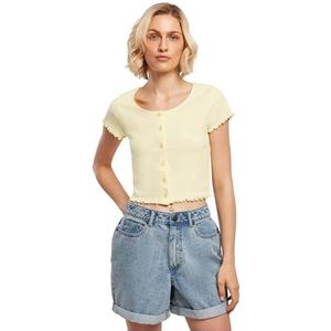 T-shirt - Dames - Katoen - Zwart - Knoopsluiting