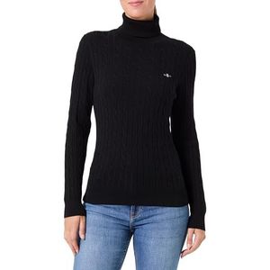 GANT Stretch katoenen kabel turtleneck, zwart, XS