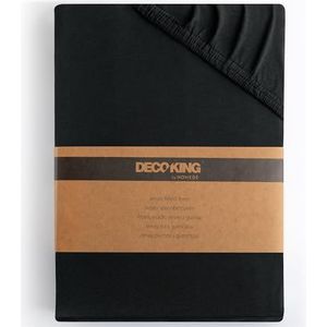 DecoKing - Amber - Hoeslaken - Zwart - 200 x 220 cm - 100% Katoen