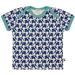 loud + proud Uniseks baby olifantenprint, GOTS-gecertificeerd T-shirt, ultra marine, 62/68 cm