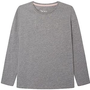 Pepe Jeans Nuria L/S T-shirt voor meisjes, Grijs (Grijs Marl), 8 Jaren