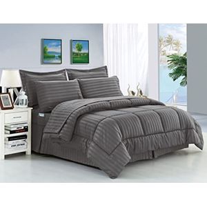 Elegant Comfort Bed-in-a-Bag 8-delig dekbed, katoen, grijs, kingsize