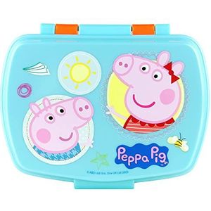 p:os p:os Peppa Pig Broodtrommel voor kinderen met een vak, lunchbox van kunststof met clipsluitingen, lunchbox voor kleuterschool, school en vrije tijd