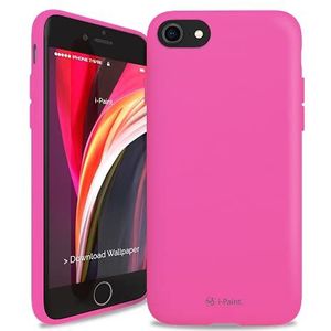 i-Paint Beschermhoes voor iPhone 7/8/SE 2020, van siliconen, fuchsia met microvezel binnenzijde - Solid Case Dragon Fruit