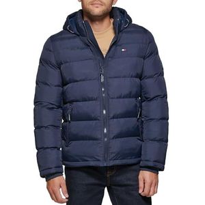 Tommy Hilfiger Klassieke donsjack met capuchon voor heren (standaard en groot en lang) alternatieve buitenkledingjas, Middernacht, 2X