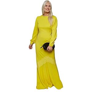 Little Mistress Dames Betty kanten Trim Fishtail Maxi Jurk, Geel, 36