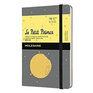 Moleskine - Le Petit Prince weekplanner, 18 maanden, weekplanner, 2021/2022, weeknotitieboek met vaste omslag en elastische sluiting, formaat zak/A6, 9 x 14 cm, kleur grijs, 208 pagina's