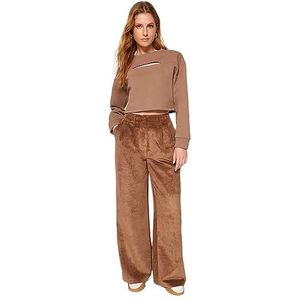 Trendyol Dames Gerade Hohe Taille Hose Shorts, Nerts, 38