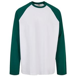 Urban Classics Organic Oversized Raglan T-shirt met lange mouwen voor heren, wit/groen, M